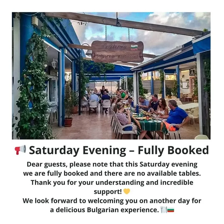 📢 Saturday Evening – Fully Booked