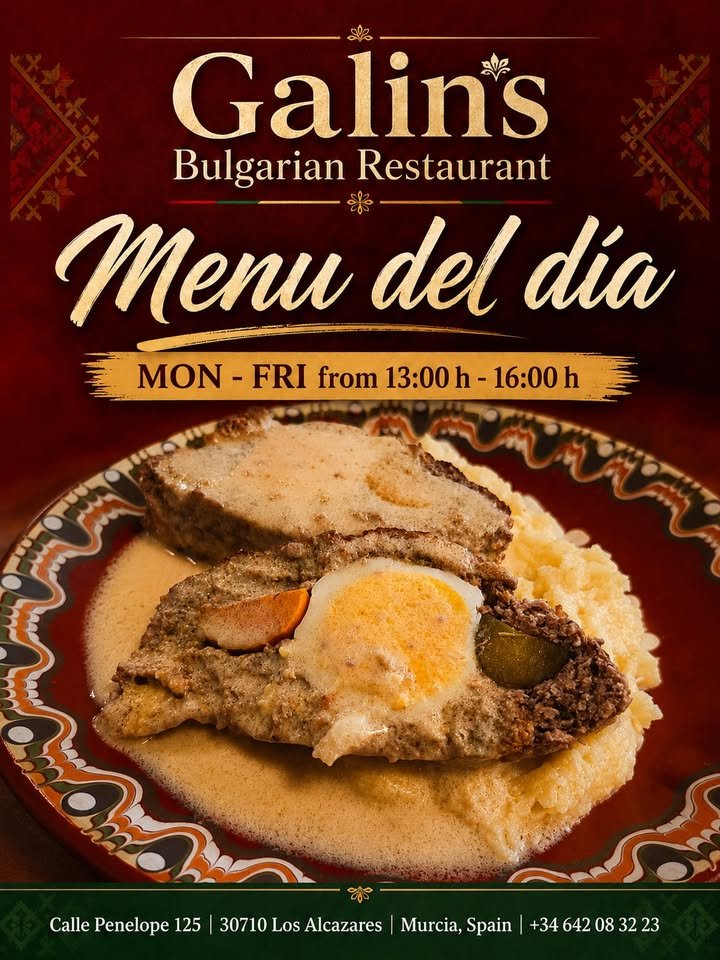 🍽 Bulgarian meatloaf with mashed potatoes – homemade comfort from our Menu del día!